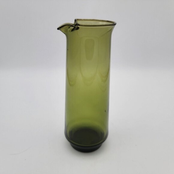 Mid Century Olive  Avocado Green Handleless Pitcher - Picture 1 of 4